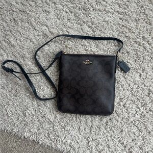 Coach Women's Brown & Black Crossbody Leather Handbag Purse